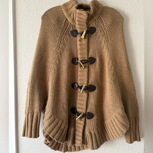 Michael Kors Women’s Knit Tan Zip-Up Cape Cardigan Poncho #5